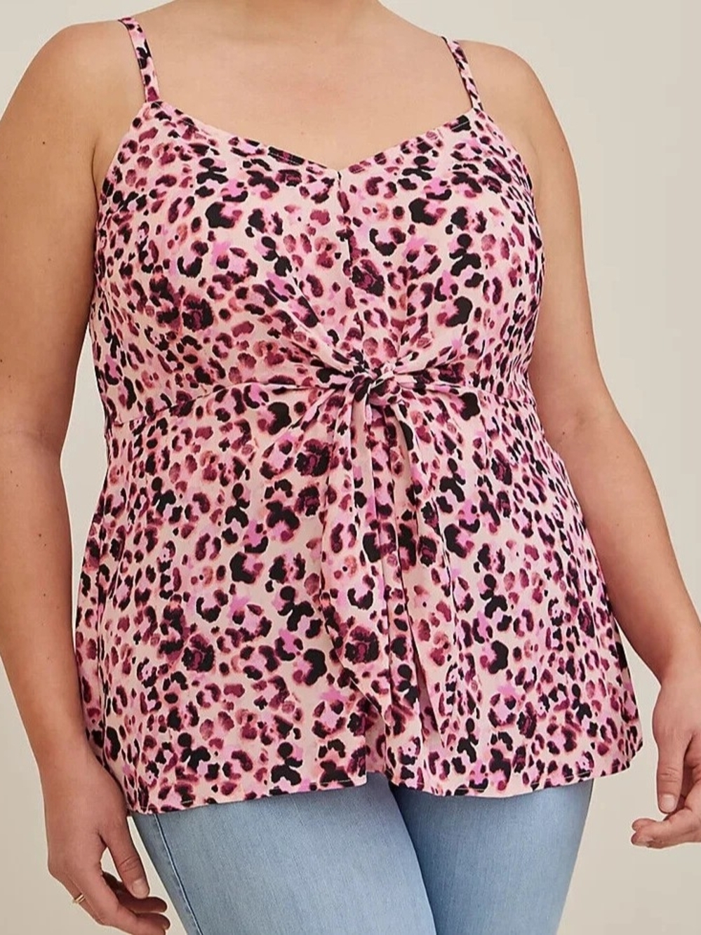 torrid Pink Leopard Tie-Front Cami